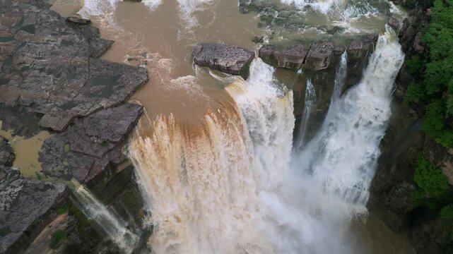 Aerial View of Purwa Waterfall on Tons River Rewa Madhya Pradesh India