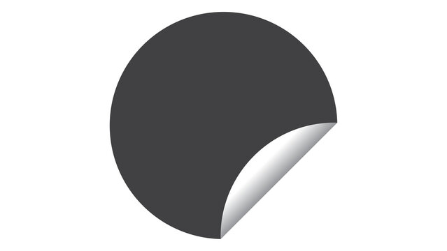 Blank dark gray circular adhesive sticker with a peeled corner circle sticker adhesive label peeling corner graphic element design element vector illustration adhesive strip sale tag