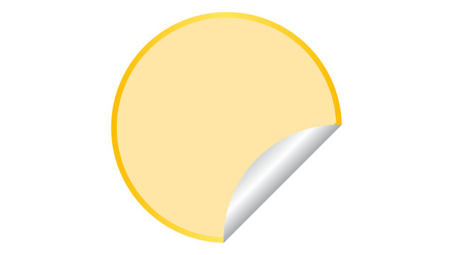 Blank yellow circle sticker with a peeled corner on white background adhesive label peeling corner graphic element design element paper sticker round label vector illustration adhesive str
