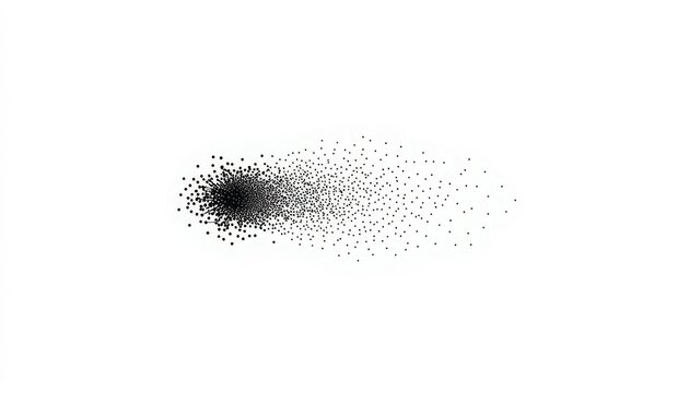 Abstract dark particle cloud dispersing across white background with dust explosion dark particles dispersion effect abstract graphic smoke effect black debris energy release graphic resource