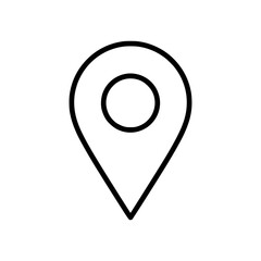 Location pin icon flat outline in black © Win