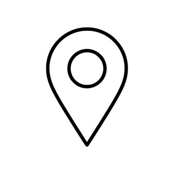 Location pin icon flat outline in black