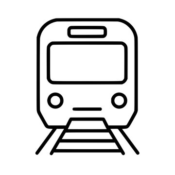 Metro train icon flat outline in black