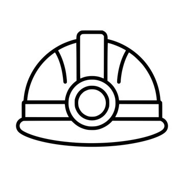 Miner helmet icon flat outline in black