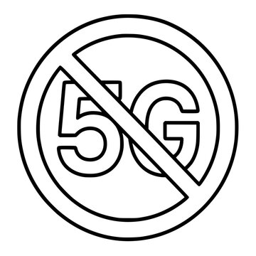 No 5g sign backgroundal icon, black glyph vector symbol for web and app interface design