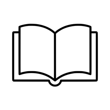 Open Book icon flat outline in black