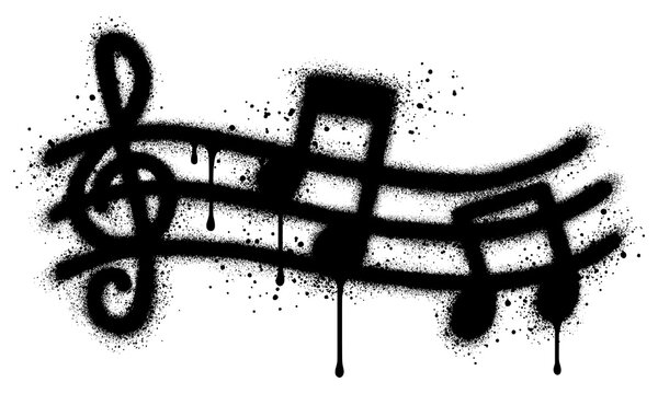 Spray Painted Graffiti Tone icon Word Sprayed isolated with a white background. graffiti Note music icon with over spray in black over white. Vector illustration.