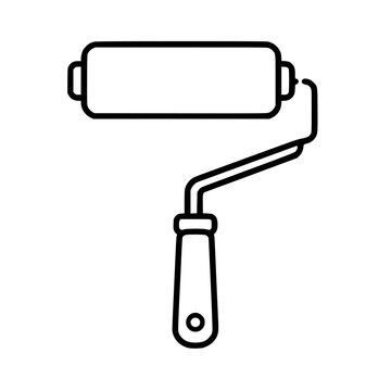 Paint roller icon flat outline in black