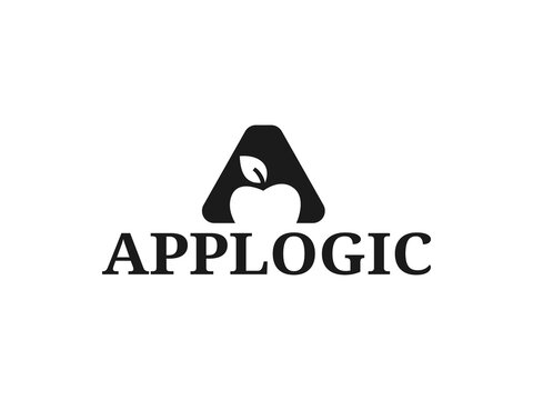 Apple and letter A logo