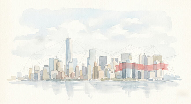 City skyline concept reflects financial crime prevention, monitoring, reporting, and risk governance.