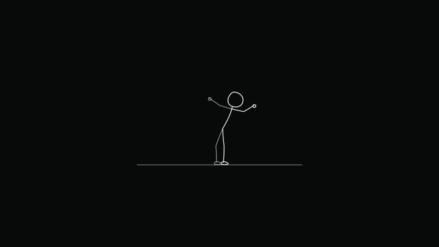 Dancing stick figure character on horizontal line