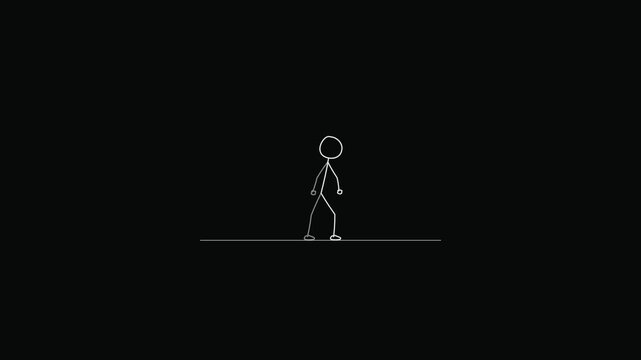 Animated stick figure stride sequence
