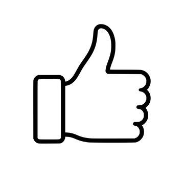 Thumb up icon flat outline in black