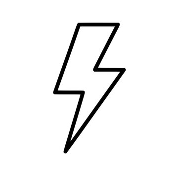 Thunder bolt icon flat outline in black