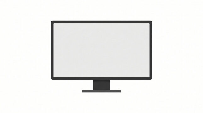 Desktop computer monitor icon. Blank screen display on stand. Minimalist flat vector graphic for tech UI
