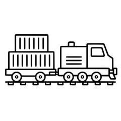 Fototapeta premium Train cargo icon flat outline in black