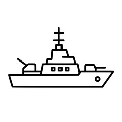 Fototapeta na wymiar Warship icon flat outline in black