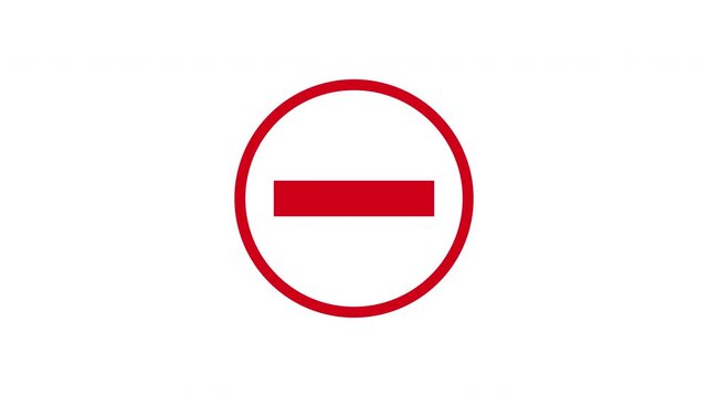 Minus Sign In Circle Solid Animated Icon With Alpha Channel. Subtraction, Negative Value, And Mathematical Operation Silhouette Motion Graphic. On Transparent Background