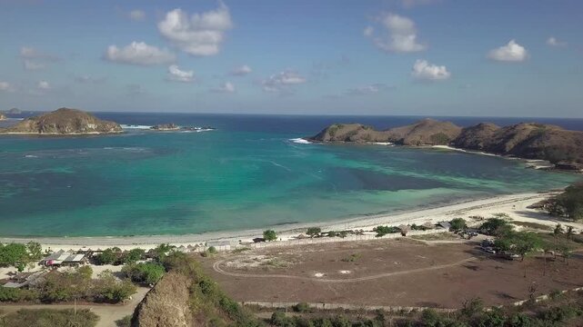 Panoramic View of Tropical Coastline and Ocean Horizon in Lombok Indonesia