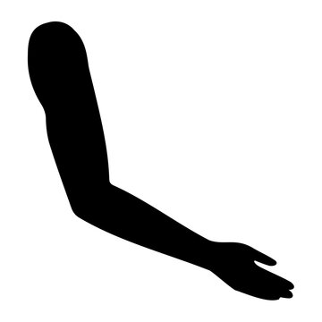Human arm silhouette with open hand gesture isolated on white background