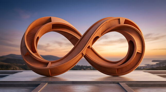 Futuristic abstract 3D render of an amber layered petal-shaped canopy, bird's-eye view, under a soft rose-tinted sky, with soft diffused lighting, with a matte concrete floor, clean geometry
