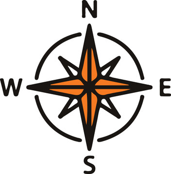 Navigation Compass Filled Line Vector Icon
