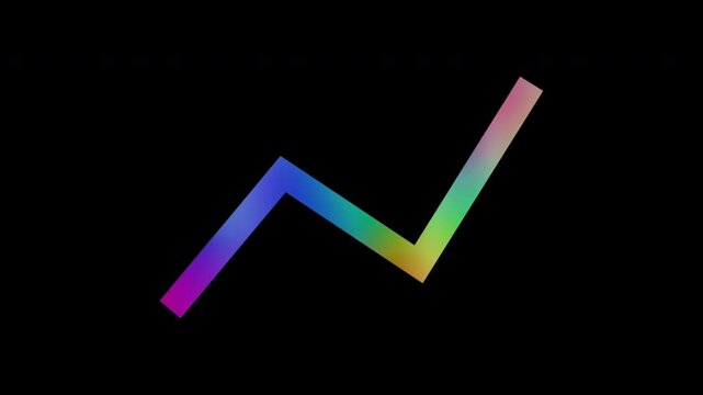 Colorful abstract patterns of a line chart icon, alpha channel, looping