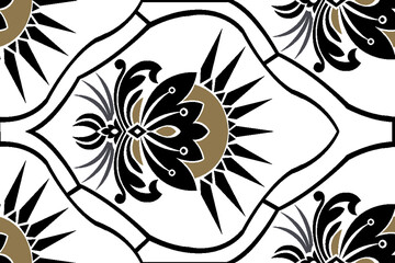 Seamless luxury baroque pattern with ornate floral damask and sunburst motifs © Magic Touches