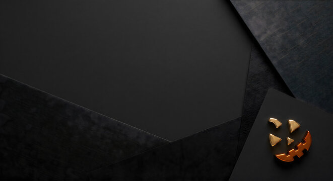 Modern black geometric background with stylish jack o lantern icon background