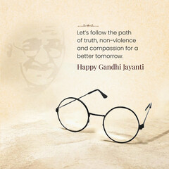Happy Gandhi Jayanti, with Eye Glass Gandhiji © Nikhil