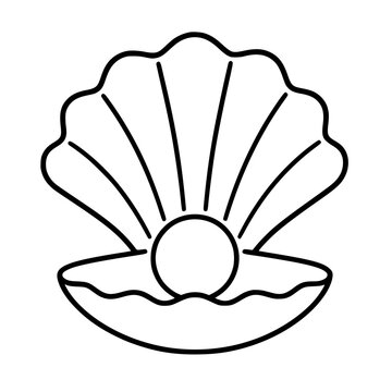 Pearl open shell icon, black glyph vector symbol for web and app interface design