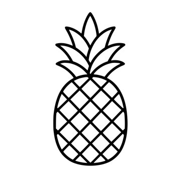 Pineapple icon flat outline in black