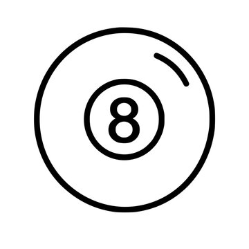 Pool 8 ball icon flat outline in black