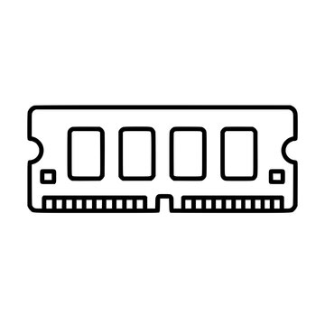 RAM memory icon flat outline in black