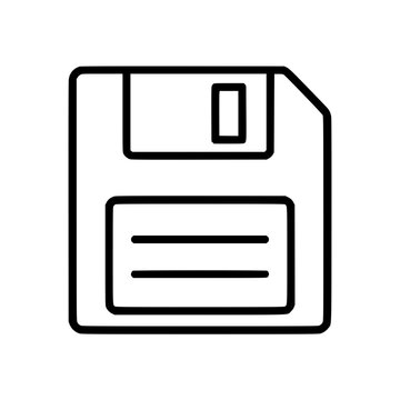 save button icon flat outline in black