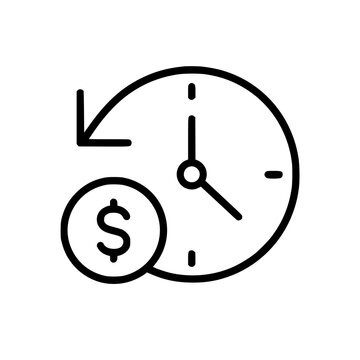 Save time icon flat outline in black