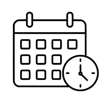 Schedule Callendar icon flat outline in black