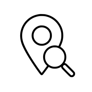 Search Location icon flat outline in black