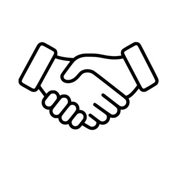 Shake hands icon flat outline in black