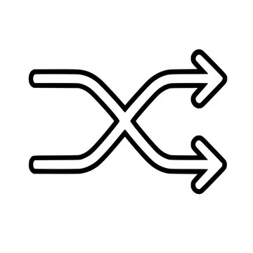Shuffle icon flat outline in black