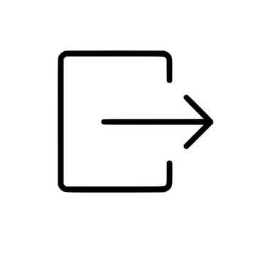 Sign out icon flat outline in black