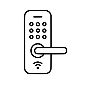 Smart lock icon flat outline in black