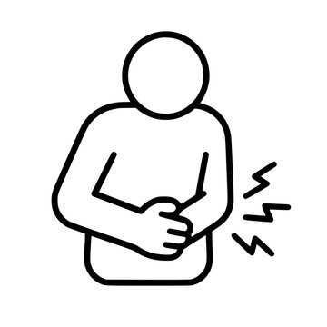 Stomachache icon flat outline in black