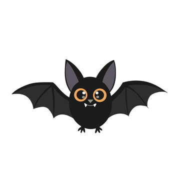 Cute Kawaii Halloween Bat Vector Illustration Little Vampire Character