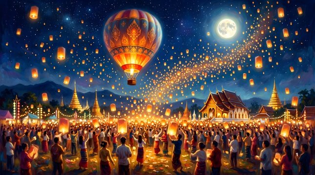 A breathtaking yi peng lantern festival spectacle in chiang mai thailand illuminating the night sky with hope and vibrant traditions