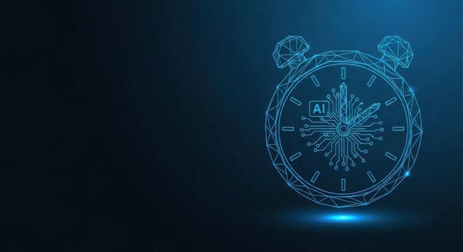 Futuristic AI Clock Technology with Digital Intelligence and Circuitry