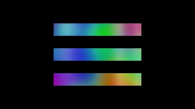 Colorful abstract patterns of a hamburger menu icon, alpha channel, looping