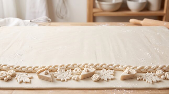 Thanksgiving white background border utilizing 3D fondant pastry craft and copy space, tailored for bakery menu design and food advertising campaigns.