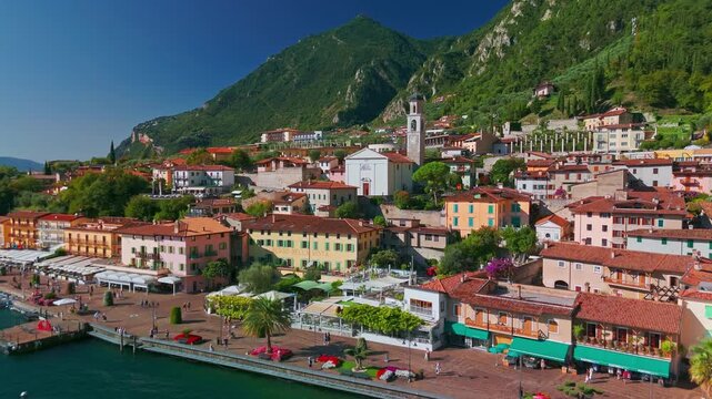 Aerial View of Limone sul Garda on Lake Garda in the Italian Alps