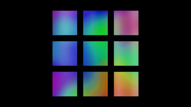 Colorful abstract patterns of a grid menu icon, alpha channel, looping